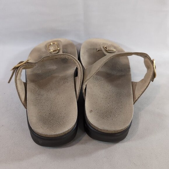 SAS Sanibel Flip Flop Thong Sandals Gold Women's 8.5 Nubuck Leather T-Strap Open - Picture 5 of 13